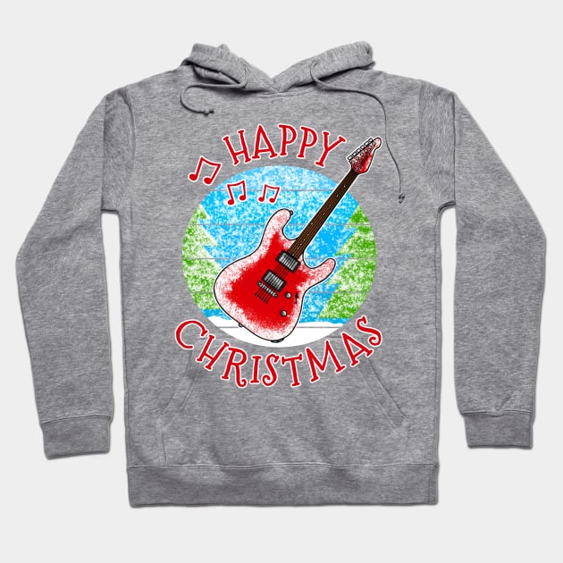 Christmas Electric Guitar Guitarist Musician Xmas Hoodie by doodlerob